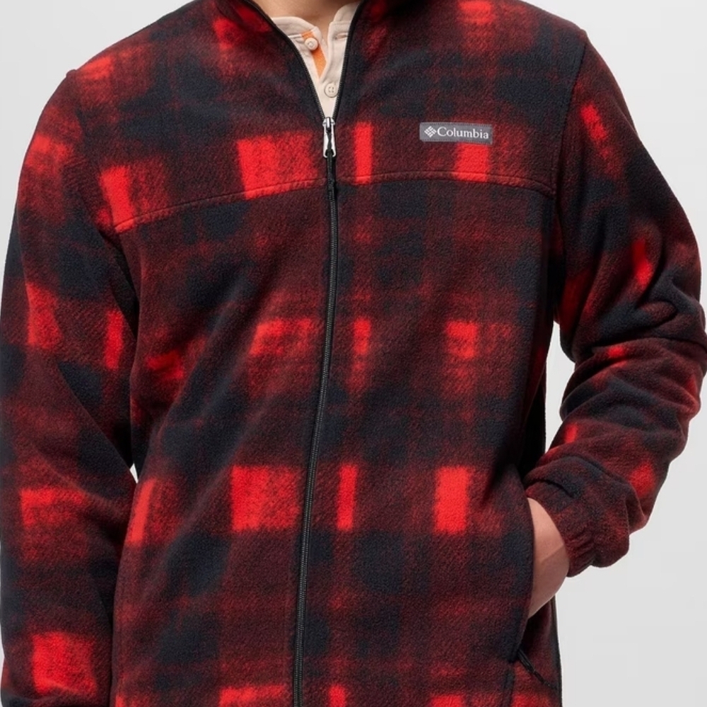 Columbia Red and Black Checkered Fleece Jacket